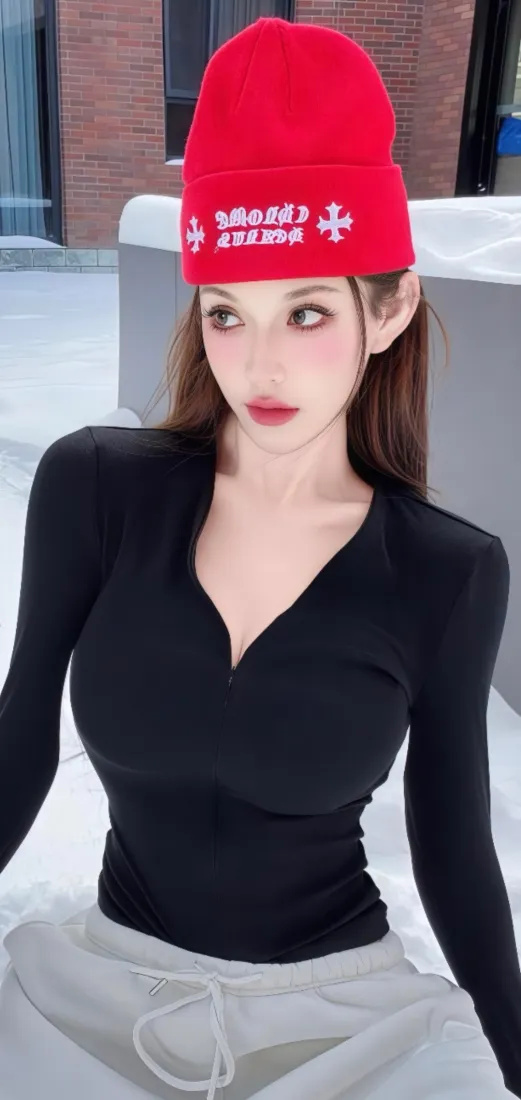 红衣美女手机壁纸｜户外背景 - 时尚穿搭「哲风壁纸」