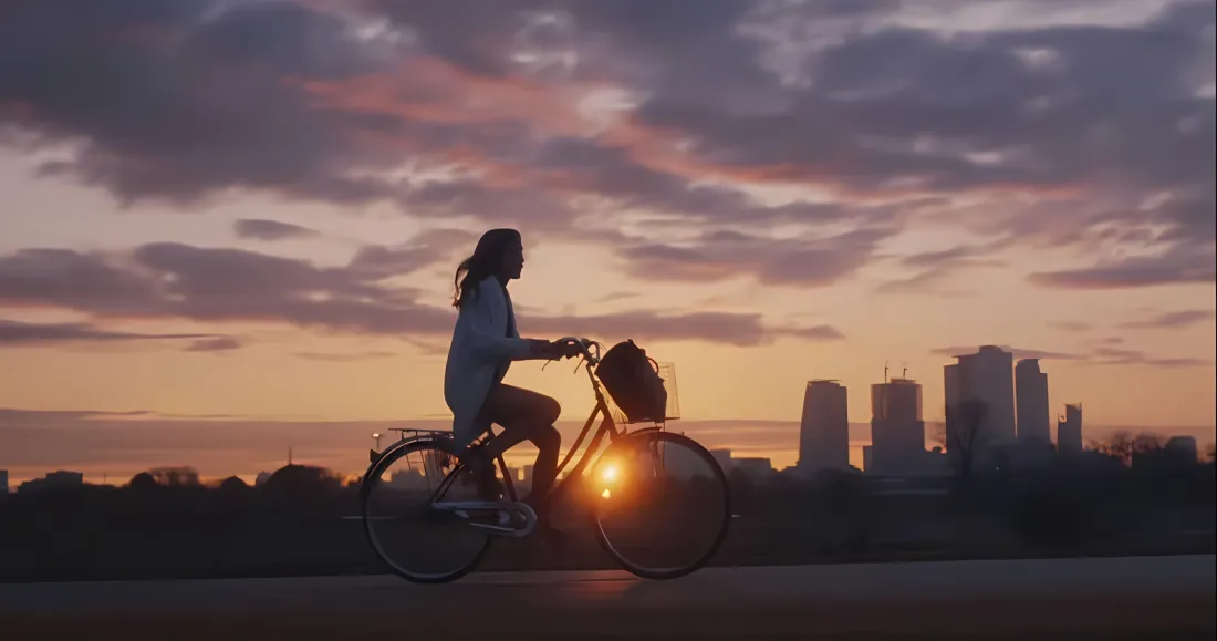 2k有村架纯壁纸｜垫底辣妹背景图片 - 黄昏骑行城市天际线「哲风壁纸」