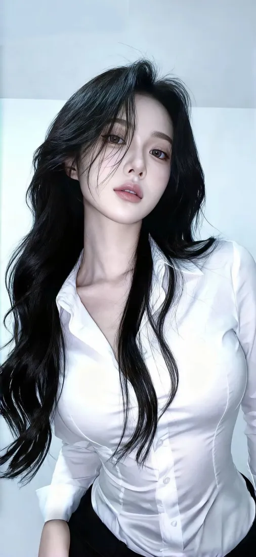 白衣美女手机壁纸｜简约背景图片 - 职场风「哲风壁纸」