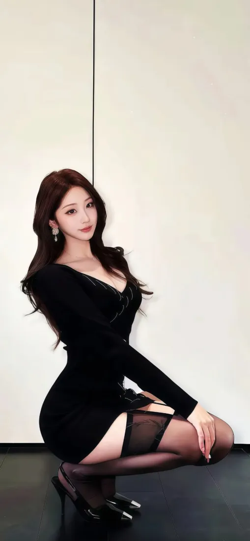 黑衣美女手机壁纸｜简约背景图 - 黑丝高跟鞋「哲风壁纸」