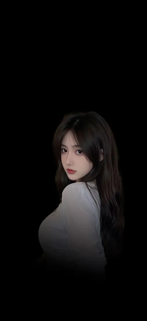 黑发美女手机壁纸｜黑色背景图片 - Ios「哲风壁纸」