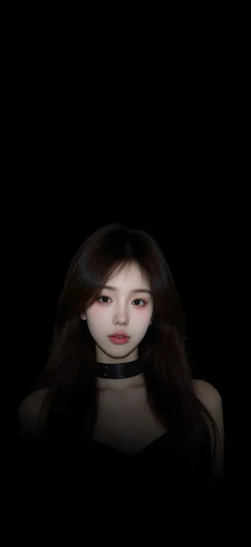 长发美女手机壁纸｜黑色背景图片 - Ios美女「哲风壁纸」