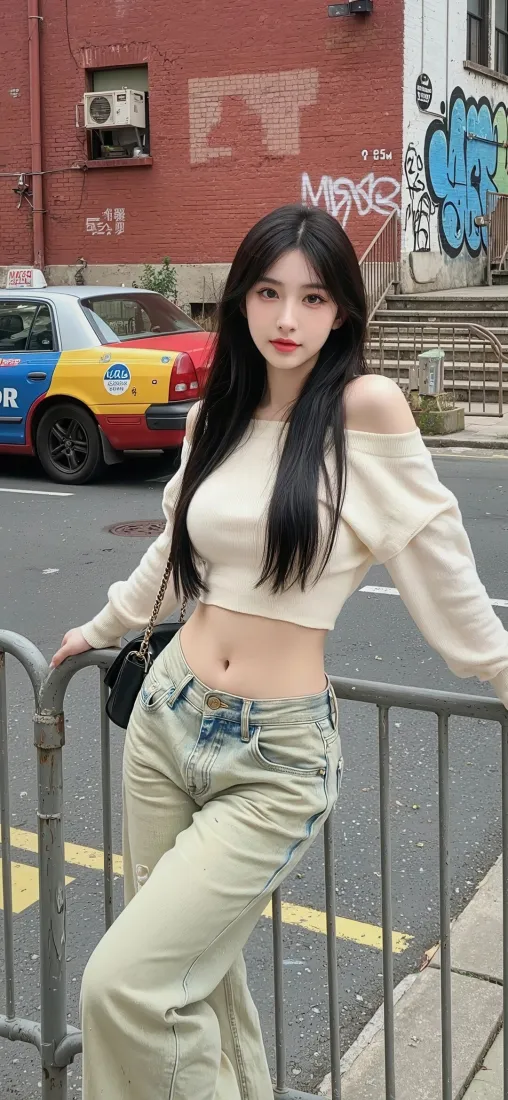 美女手机壁纸｜城市街道背景图片 - 涂鸦街拍「哲风壁纸」