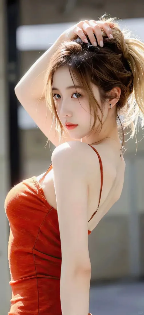 红衣美女手机壁纸｜深景背景图片 - 性感「哲风壁纸」