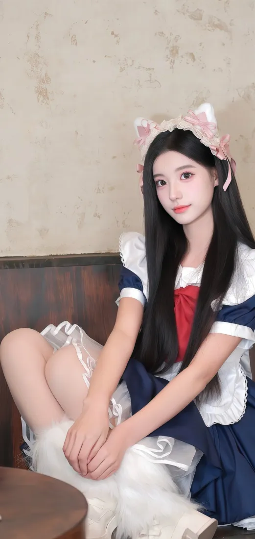猫耳美女手机壁纸｜室内场景图 - 女仆装清纯少女「哲风壁纸」