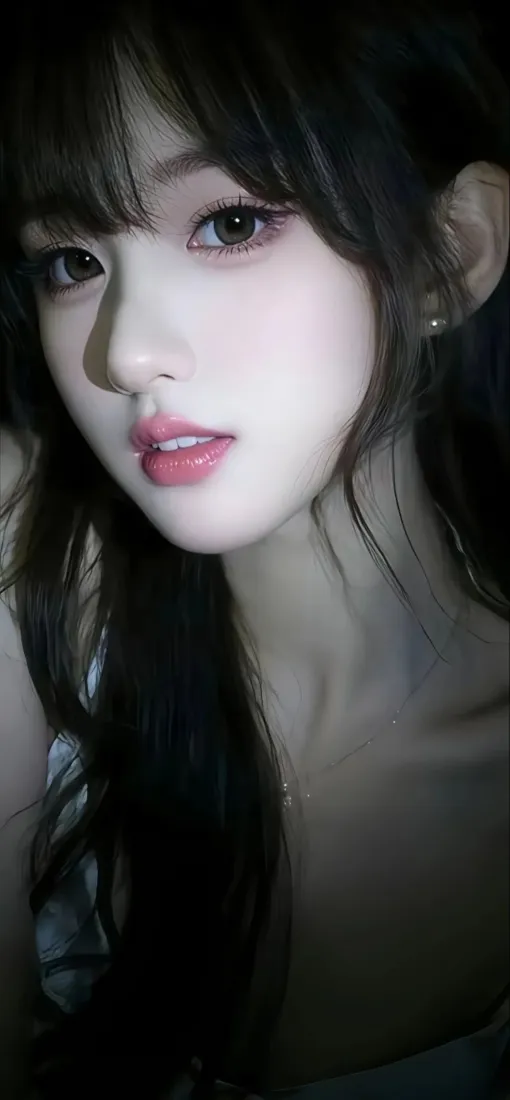 长发美女手机壁纸｜Ios背景图 - 红唇妆容「哲风壁纸」