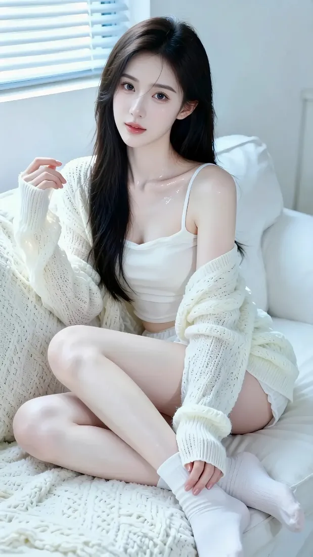 白衣美女手机壁纸｜居家背景图 - 白色穿搭「哲风壁纸」