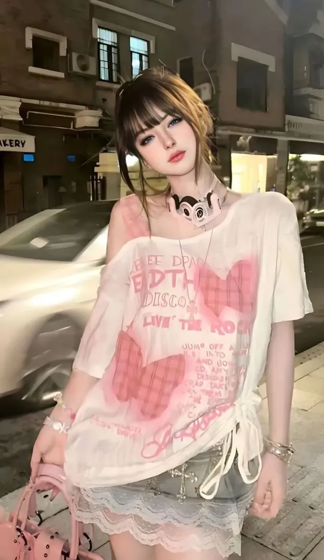 美女手机壁纸｜夜晚街道背景图片 - 甜酷穿搭粉色元素「哲风壁纸」