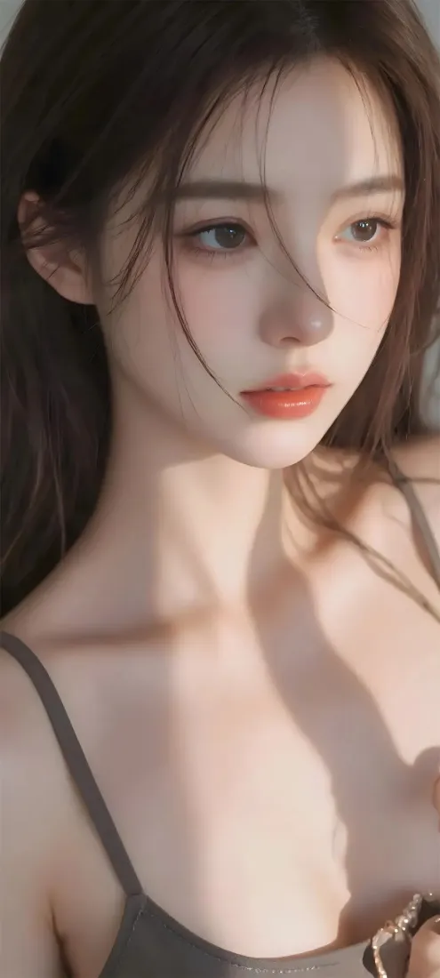 长发美女手机壁纸｜室内背景图片 - 柔和光线「哲风壁纸」