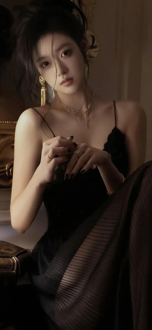 黑衣美女手机壁纸｜深景背景图 - 暗调艺术感「哲风壁纸」