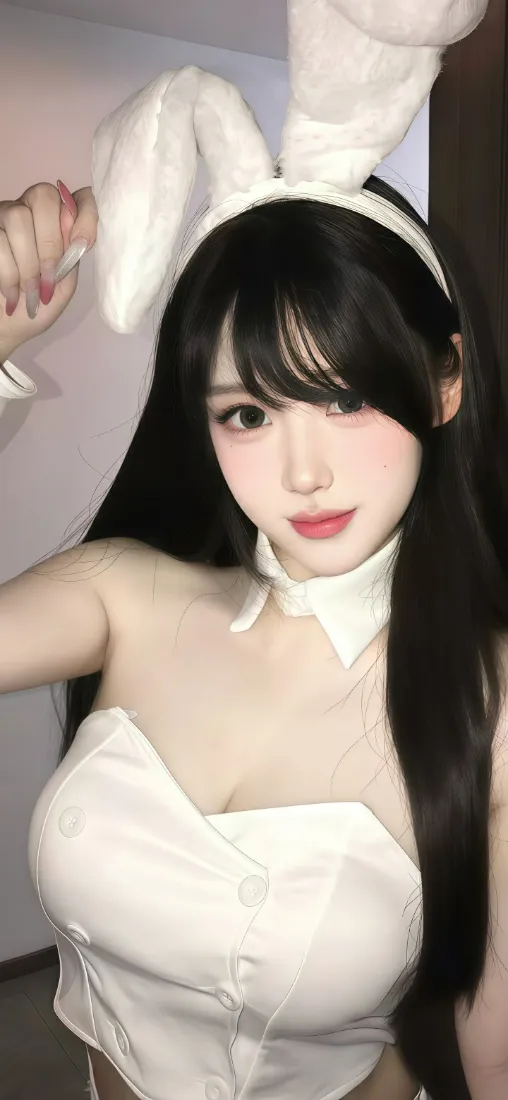 兔女郎美女手机壁纸｜白色背景 - Ios「哲风壁纸」