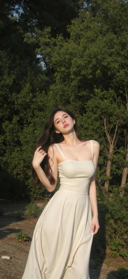 长裙美女手机壁纸｜树林背景图片 - 夏日清新「哲风壁纸」