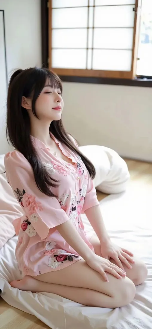 粉色和服美女手机壁纸｜日式房间背景图片 - 居家「哲风壁纸」