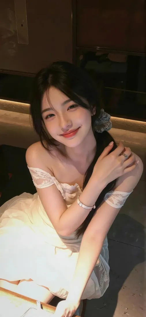 白衣美女手机壁纸｜暗色背景图片 - 礼服花饰「哲风壁纸」