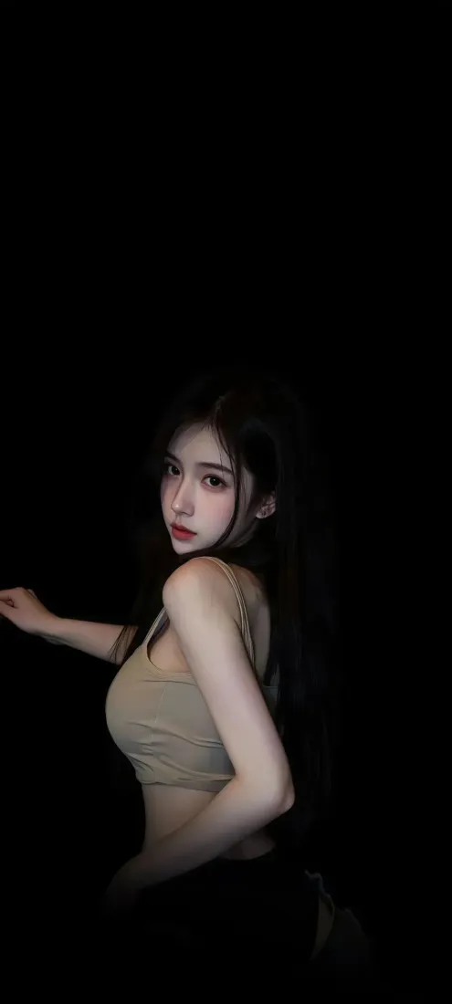 美女手机壁纸｜Ios背景图片 - 黑色背景性感人像「哲风壁纸」