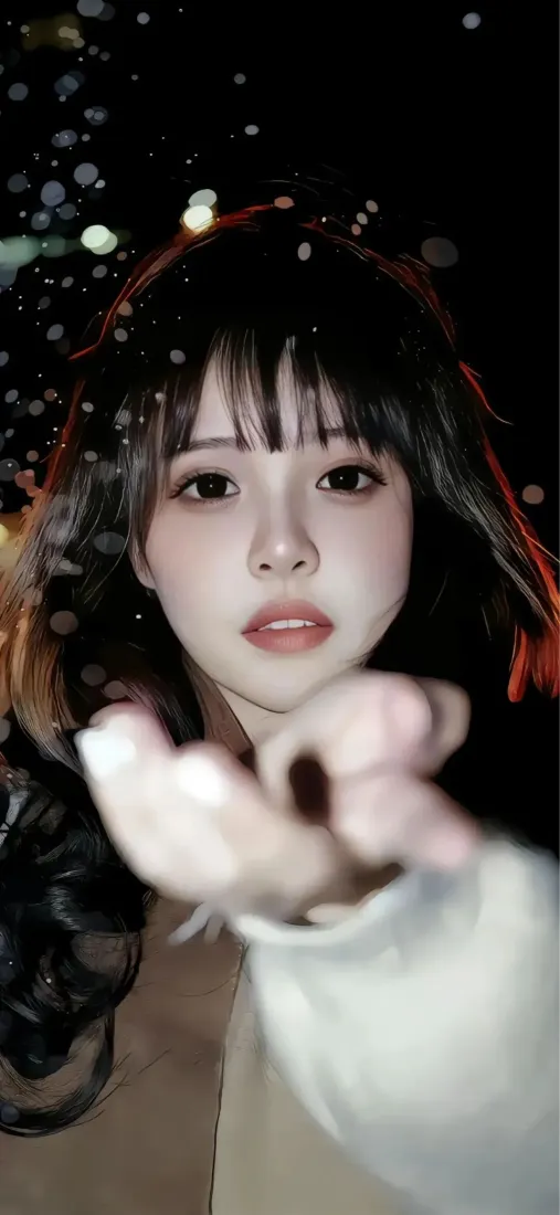 卷发美女手机壁纸｜夜景背景图片 - 精致妆容Ios「哲风壁纸」