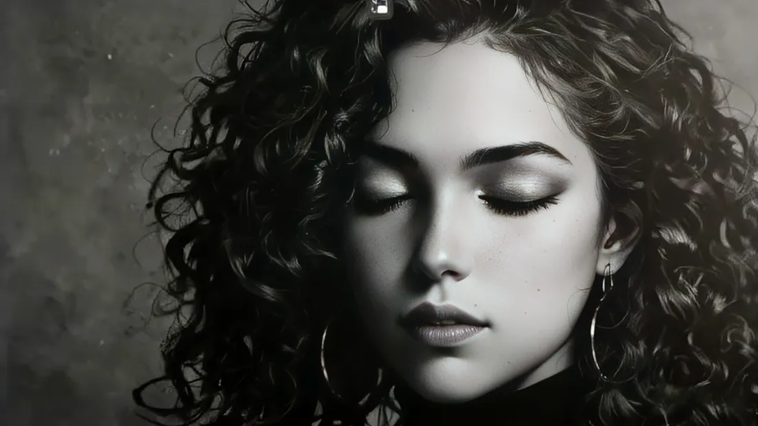 3k卷发美女壁纸｜黑白背景图片 - 复古肖像艺术照「哲风壁纸」