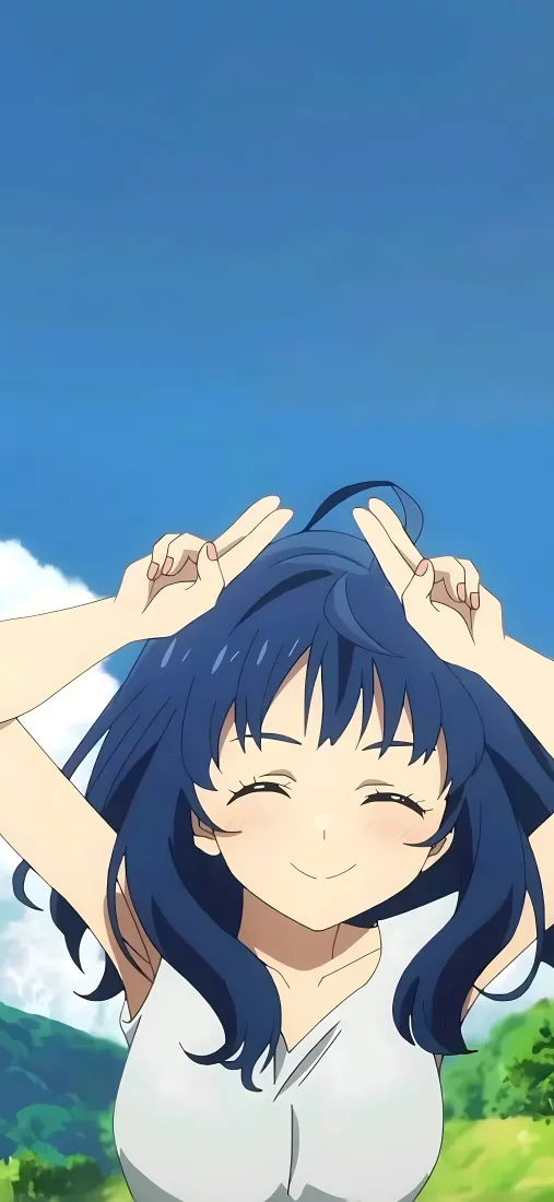 八奈见杏菜手机壁纸｜蓝天草地背景 - 败犬女主太多了「哲风壁纸」