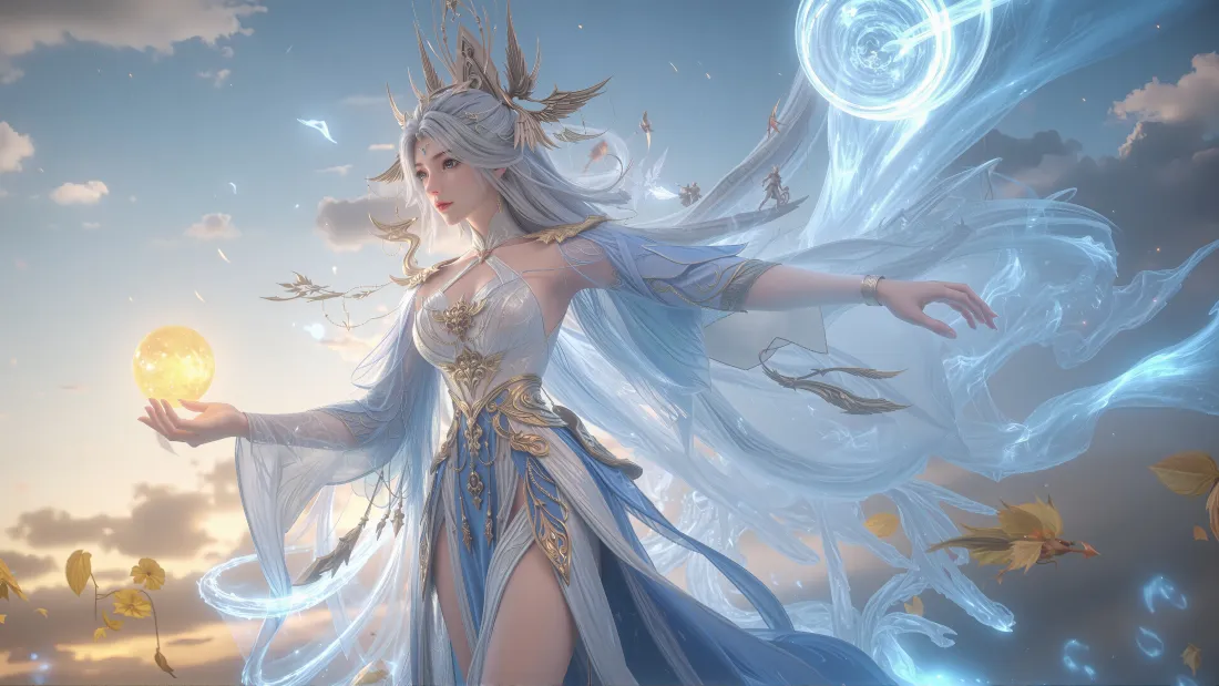 3k宁雨蝶壁纸｜百炼成神背景图片 - 仙侠蓝色古风「哲风壁纸」