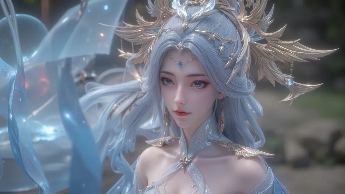 3k宁雨蝶壁纸｜百炼成神背景图片 - 冰蓝仙侠女神「哲风壁纸」