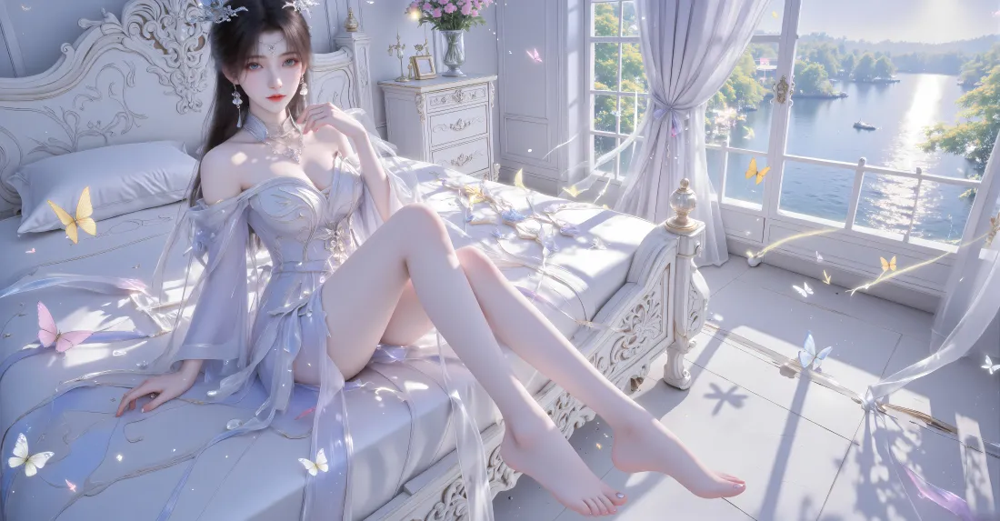 8k李慕婉壁纸｜卧室背景图片 - 淡紫长裙蝴蝶「哲风壁纸」