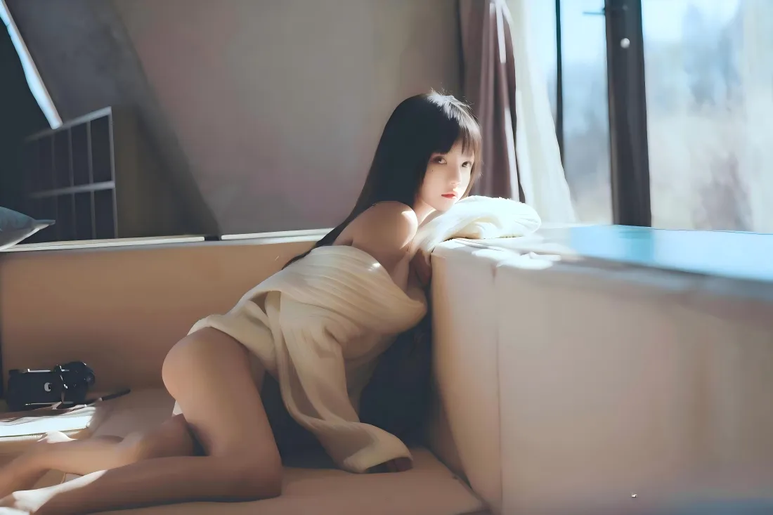 8k居家美女壁纸｜室内沙发背景图片 - 慵懒放松「哲风壁纸」