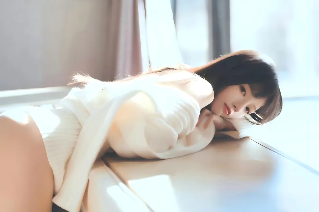 8k白衣美女壁纸｜居家背景图片 - 慵懒舒适「哲风壁纸」