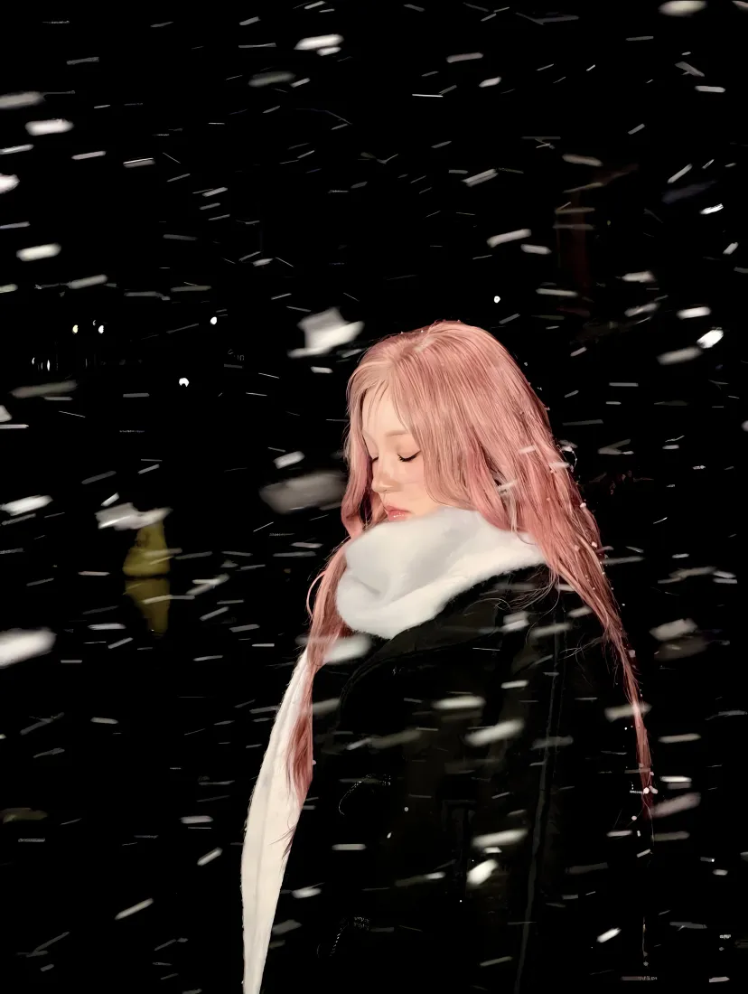 宋雨琦手机壁纸｜雪景背景图片 - 粉色头发「哲风壁纸」