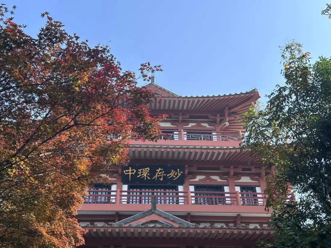 3k南京栖霞山壁纸｜古建筑背景图片 - 红叶秋景「哲风壁纸」