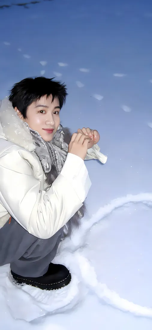 白敬亭手机壁纸｜雪地背景图片 - 冬日雪景「哲风壁纸」