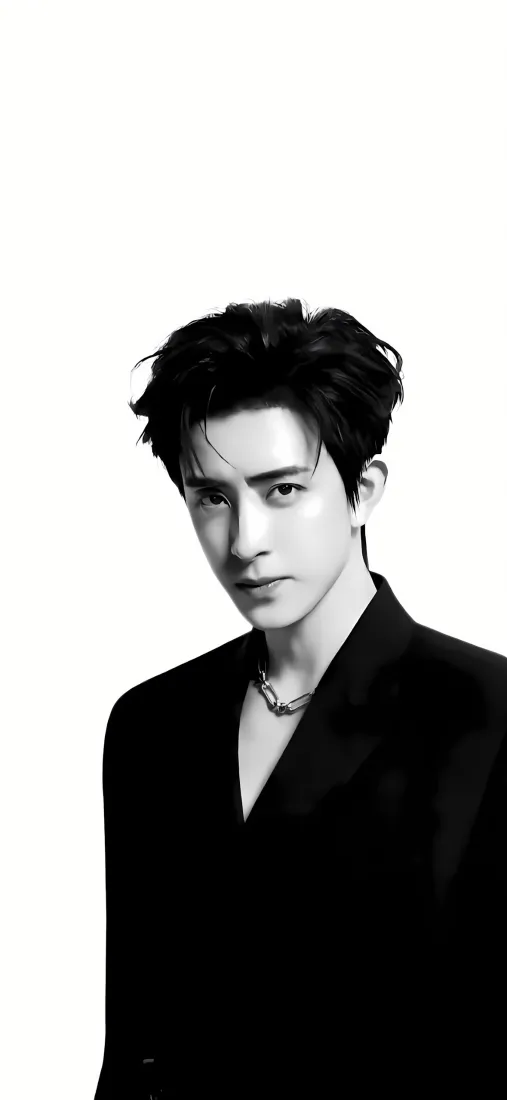 敖瑞鹏西装手机壁纸｜黑白背景图片 - 时尚写真「哲风壁纸」
