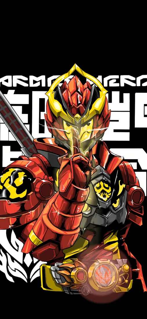 铠甲勇士手机壁纸｜红色铠甲背景图片 - 战斗姿势「哲风壁纸」