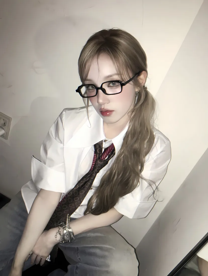 宋雨琦手机壁纸｜室内背景图片 - 衬衫领带穿搭「哲风壁纸」