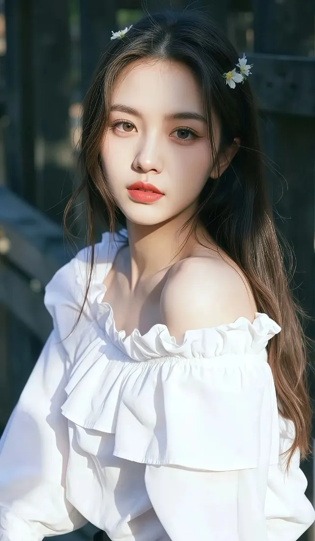 白衣露肩美女手机壁纸｜户外背景图片 - 清新优雅「哲风壁纸」