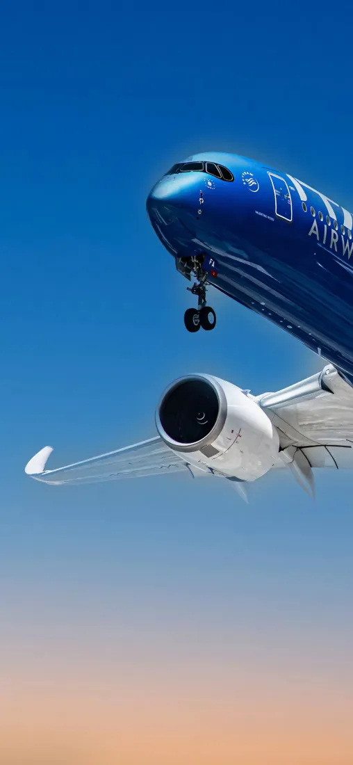 蓝色客机手机壁纸｜蓝天背景图片 - 航空飞行「哲风壁纸」