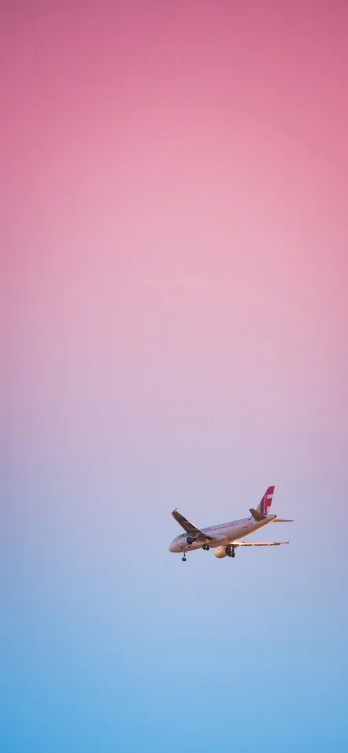 客机手机壁纸｜粉蓝渐变背景图片 - 飞机翱翔「哲风壁纸」
