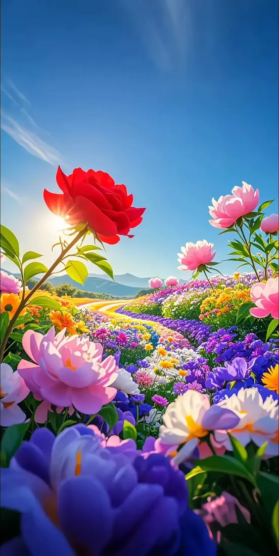 花海手机壁纸｜自然风景背景图片 - 明媚阳光「哲风壁纸」