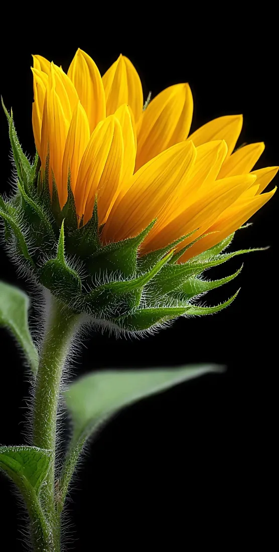 向日葵手机壁纸｜黑色背景图片 - 黄色花朵「哲风壁纸」