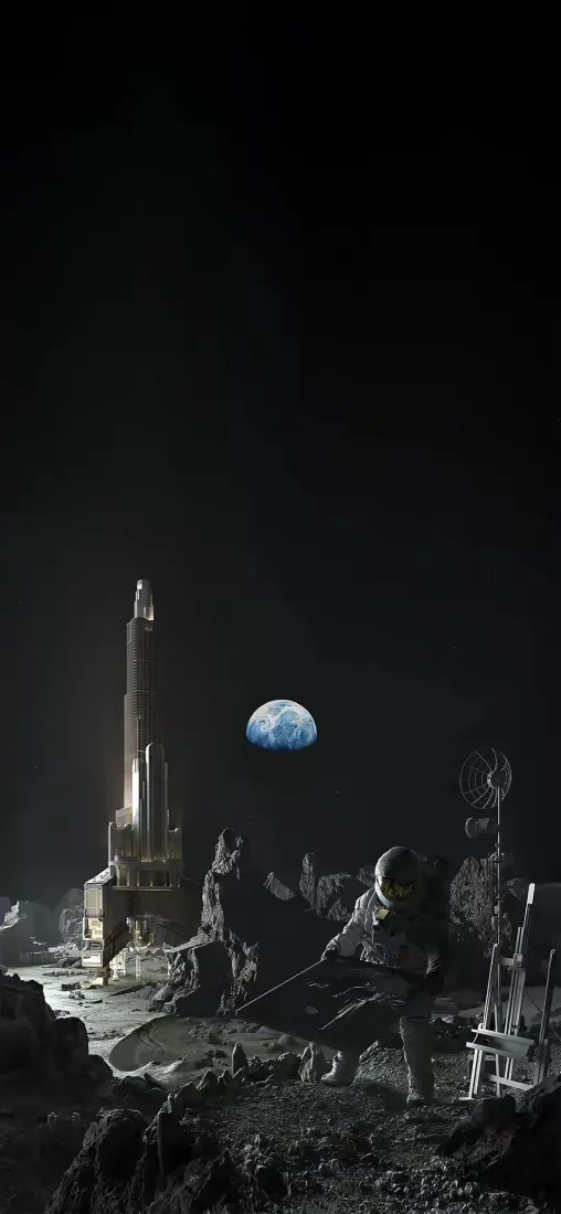 月球地球火箭手机壁纸｜太空背景图片 - 科幻宇宙「哲风壁纸」