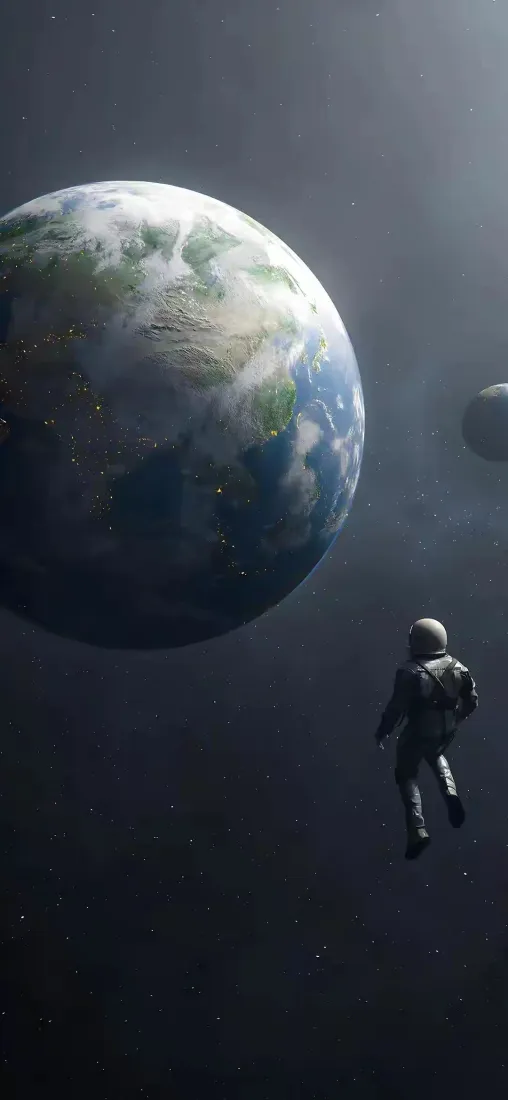 宇航员手机壁纸｜地球背景图片 - 太空科幻「哲风壁纸」