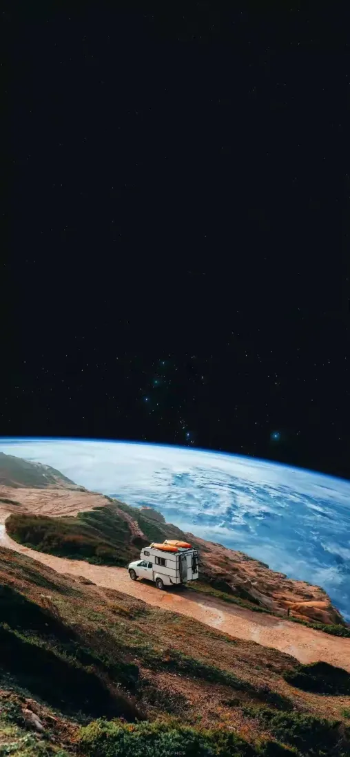 地球太空手机壁纸｜宇宙背景图片 - 荒野公路旅行「哲风壁纸」