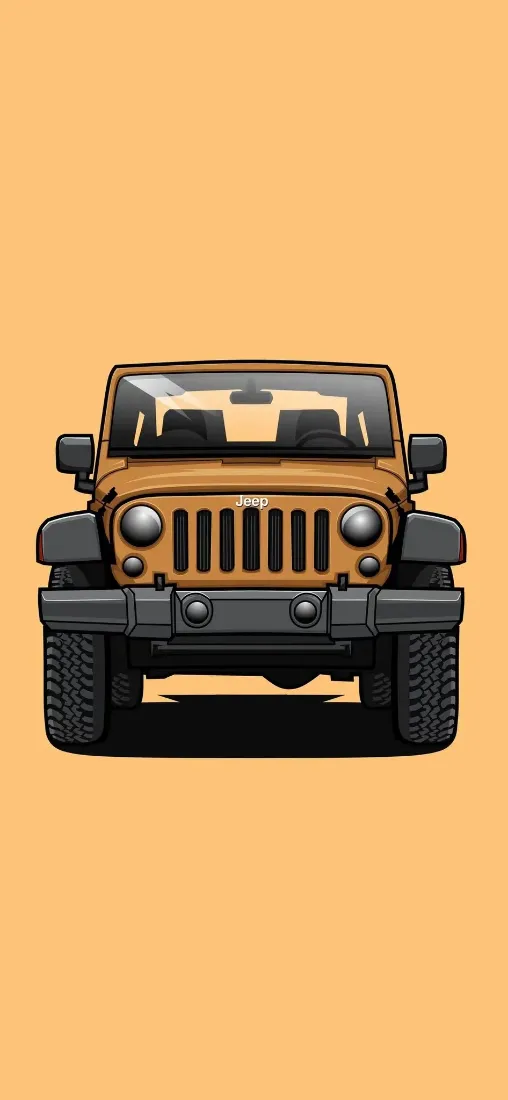 黄色Jeep汽车手机壁纸｜纯色背景图片 - 硬派越野「哲风壁纸」