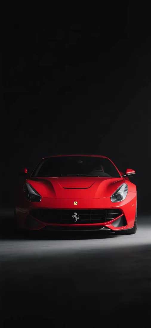 （法拉利手机壁纸｜红色跑车背景图片 - 黑色背景）「哲风壁纸」