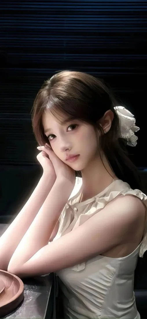 白衣美女手机壁纸｜暗色背景图片 - 优雅「哲风壁纸」