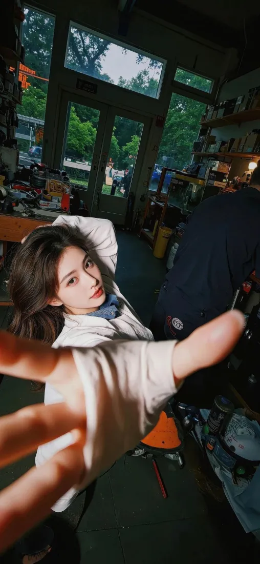 白衣美女手机壁纸｜室内绿植背景图片 - 休闲穿搭「哲风壁纸」