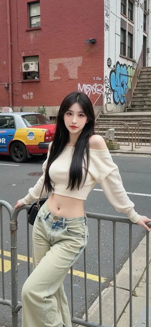 街头美女手机壁纸｜城市街道背景图片 - 时尚穿搭「哲风壁纸」