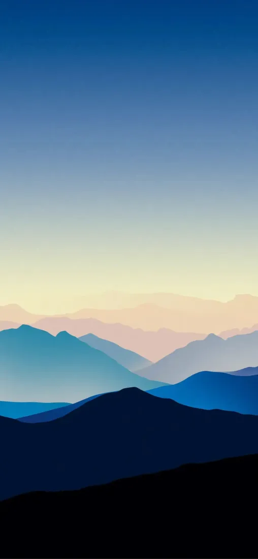 山脉剪影手机壁纸｜自然风景背景 - 渐变天空层叠山峦「哲风壁纸」