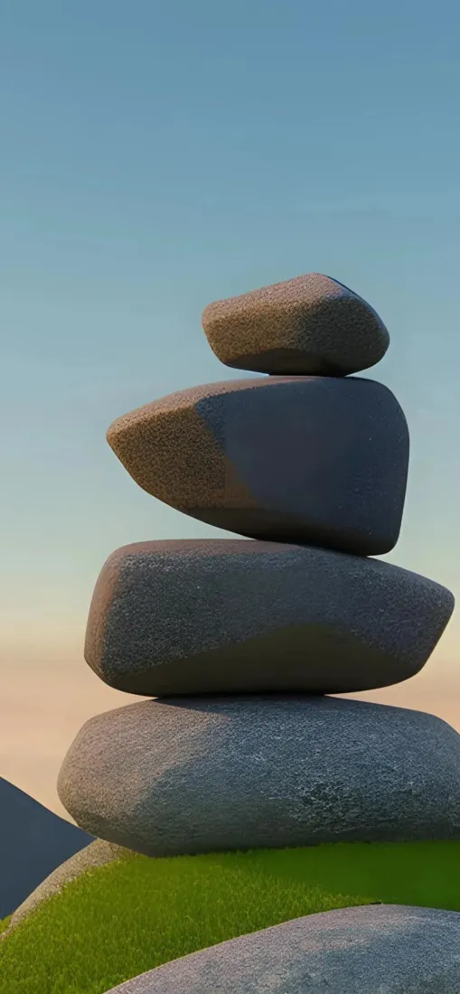 石头堆叠手机壁纸｜自然风景背景图片 - 蓝天草地「哲风壁纸」