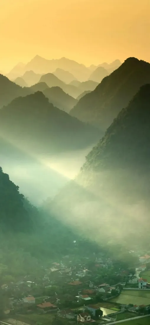 山峦手机壁纸｜山间晨雾背景图片 - 自然风景「哲风壁纸」