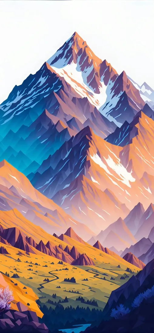 山脉手机壁纸｜雪山背景图片 - 插画「哲风壁纸」